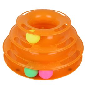 Pet Cat Crazy Ball Disk Interactive Toys Amusement Plate Trilaminar Funny Toy (Option: Orange)