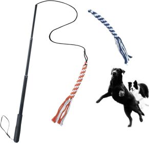 Dog Extendable Teaser Wand Pet Flirt Stick Pole Puppy Chasing Tail Interactive Toy For Small Medium Large Dogs Training Playing Exercise (Option: Black)